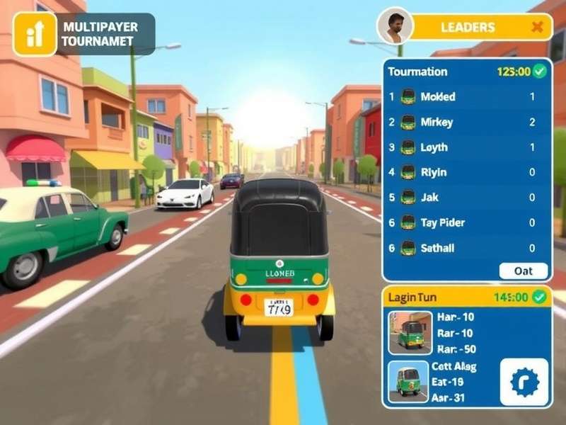 Jugaad Tuk Tuk Dash gameplay screenshot showing auto rickshaw racing through Indian streets