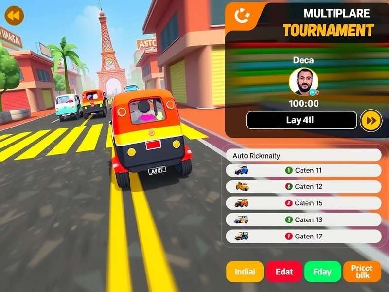 Jugaad Tuk Tuk Dash multiplayer tournament screen showing competitive leaderboard